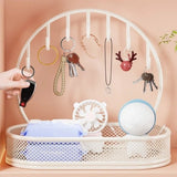 Large Capacity Key Storage Organizer Space-saving Modern Iron Entryway Storage Rack with Hooks Bathroom Storage Tray