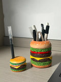 Popxstar Hamburger Pen Holder Pencil Holder for Desk Hamburger Handmade Pencil Holder Bedroom Desk Organizers Desk Accessories Decoration