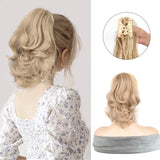 Popxstar Claw Ponytail Clip in Wavy Hair Extensions Short Curly Ponytail 12 Inch Natural Wave Hair Accessories for Women Girls Daily Use