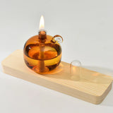 Popxstar  Glass Candle Holder Spherical Oil Lamp Room Decoration with Lid Candle Holder Home Furnishing Desktop Smoke Free Crispy Oil Lamp