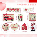 Popxstar Valentine's Day Tiered Tray Decor Delicate Wooden Valentine Tabletop Decor Reusable Valentine Tray Decoration for Tabletop Party