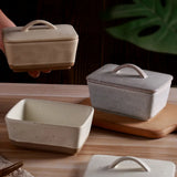 Popxstar  Vintage Ceramic Butter Box Butter Dish Square Cream Box with Lid Plate Multi Functional Cheese Storage Box Kitchen Accessories