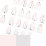 Popxstar  24Pcs Short Almond Fake Nails Nude Color Press On Nails Shiny Sequins Designs Simple DIY Manicure Women Acrylic False Nails