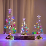 Popxstar  Christmas Decorations Wrought Iron Tree LED Luminous Crystal Christmas Tree Photos on the Table Ornaments Night Light