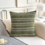 18x18Inch Boho Throw Pillow Covers Chenille Textured Striped 45x45cm Cushion Cover Sofa Pillow Cover for Living Room Home Decor