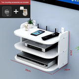 Popxstar Wifi Hanging Shelf Router Power Strip Multi Outlet TV Set Top Box Cable Hidden Floating Rack Wall Mount Holder Storage Organizer
