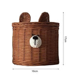Popxstar  Handmade Rattan Weave Tissue Box Cute Little Bear Tissue Case Desktop Napkin Holder Roll Tissue Case A Living Room Decorations