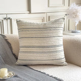 18x18Inch Boho Throw Pillow Covers Chenille Textured Striped 45x45cm Cushion Cover Sofa Pillow Cover for Living Room Home Decor