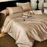 Popxstar  Nordic Silk Bedding Set 4pcs Luxury Lyocell Duvet Cover Set Flat Sheets Set 2 Pillowcases Twin Double Queen Size Bed Linen Set