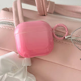 Popxstar  New Gradient Pink Gloss Smooth Soft Silicone Case With Keychain For Apple AirPods Pro 2 3 4 1 Wireless Bluetooth Earphone Cover