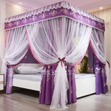 Double Layers Blackout Mosquito Net Princess Integrated Bedroom Dust Top Windscreen Bed Curtain with Bracket