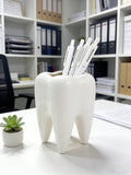 1pc Creative Tooth Shaped Pen Holder, Unique White Tooth Design, Suitable For Dental/Dentist Small Gifts, Home Office Desktop Organizer And Makeup Brush Holder, Also Can Be Used For Bathroom Toothbrush Storage Office Desk Acc