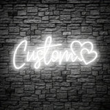 Popxstar  Text LED Neon Sign with Double Heart Design - USB-Powered Wall Art for Weddings, Anniversaries, Bedroom Decor