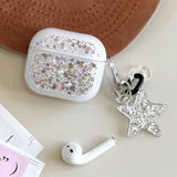 Popxstar Glitter Sequins Bling Earphone Case For AirPods 1 2 3 4 Protective Cover Funda with Keychain for Apple Airpods 3rd 4th Gen Pro 2