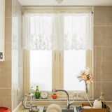 Popxstar  1PC Short Lace Curtain,Exquisite Floral Pattern Valance,Window Valances Pastoral Tulle Voile Home Decor Kitchen Door