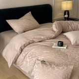 Luxury Premium 100% Cotton High Thread Count Jacquard 4 Piece Bedding Set Fitted Sheet Flat Sheet Duvet Cover