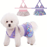 Dog Bikini Swimsuit, Puppy Bathing Suit, For Small Dogs Cloth Costume，Fish Scales Print Bikini Design Pet Costume