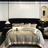 Popxstar  800TC Lyocell Cotton Soft Silky Luxury Bedding Set Leopard Print Wide Edge Duvet Cover Flat/Fitted Bed Sheet Pillowcases 4Pcs
