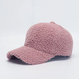 Popxstar Autumn Winter Baseball Cap Women Artificial Lamb Wool Hats Keep Warm Cap Plush Baseball Caps Spring Baseball Cap Solid Sunshade
