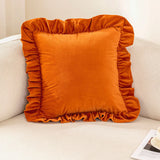 Christmas Red Green Solid Color Throw Blanket Double-layer Ruffled Edge Matte Velvet Modern Simple Elegant Sofa Cushion Cover