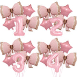 Popxstar  5pcs Bow Balloon Birthday Decorations Bow Tie Pink Balloon Bow Balloon Wedding Bride Shower Birthday Girl Decoration Bow Balloon