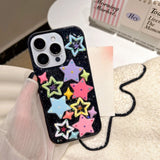Bling 3D Dopamine Stars Phone Case For IPhone 17 Air 16 15 14 Plus 13 12 11 Pro Max Glitter Multicolor Transparent Cover Cases