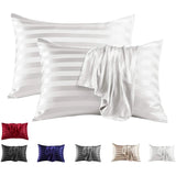 Popxstar  Imitation Silk Satin Stripes Pillowcase Queen High-quality Jacquard King Size Pillow Cover Home Pillow Cases Envelope Closure