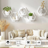 Popxstar 3Pcs Hexagon Wall Shelf Punch Free Bedside Wall Display Stand Wall Mounted Organizer Flower Pot Holder Tv Background Home Decor