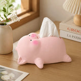 Cute Lying Pig Ceramic Tissue Box Reusable Decorative Ceramic Pig Tissue Box Ornament Household Paper Storage Box