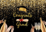 Popxstar Graduation Backdrop Congrats Gold Class of Grad Photocall Decoration Photography Background Photo Banner