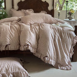 Popxstar  100% Cotton Pastoral Floral Print Ruffles Bow Princess Bedding Set Queen King Duvet Cover Set Bed Sheet/Fitted Sheet Pillowcases
