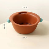 Popxstar  Kitchen Fruit Tray Removable Double Layer Fruit and Vegetable Basin Draining Basket Creative Household Washing Basket