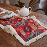 Popxstar Vintage Jacquard Cotton and Linen Tassel  Table Runner Christmas Party  Wedding Kitchen Table Fabric Home Coffee Table Decor