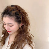 Popxstar 1/2pcs Flocked Bangs Hair Clip Black Headwear Women Cute Barrettes Hairgrip Alice Braided Fashion Hairpins Hair Accessories