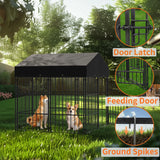 XS-L  Outdoor Dog Kennel with Roof Heavy Duty Metal Dog Crate Playpen for Medium Large Dogs Chicken Duck Enclosure Run