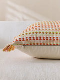 45x45/60x60cm Bohemian Pillow Covers Yarn-dyed Polka Dot Cushion Covers Tassel Edge Pillow Case for Living Room Bedroom Sofa Car