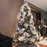 Popxstar Christmas Crystal Gauze Ribbons Christmas Tree Decorations for Home Door Navidad Noel Kerst Gifts Happy New Year 2025