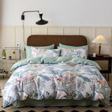 Popxstar  1000TC Egyptian Cotton Flowers Plant Prints Bedding Set Single Double Queen King Size Duvet cover Set Bed Sheet Pillowcases 4Pcs