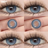 Popxstar  2Pcs Blue Eye Korean Lenses Fashion Anime Color Contact Lenses for Eyes With Diopters Prescription Beauty Pupil Makeup