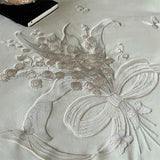 Popxstar  lily of the valley Embroidery Ruffles Princess Bedding Set Velvet Warm Winter Duvet Cover Flat/Fitted Bed Sheet Pillowcases 4Pcs