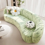 Stretch Shaped Sofa Protector for Living Room Semi-Circular Curved Couch Cover Soft Leaves Sectional Jacquard Sofa Slipcover