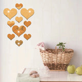 Popxstar 10Pcs/Set Durable Love Heart Stickers Wall Sticker Mirror Mural 3D Decal Simple DIY Decorative Removable Paster Home Decoration