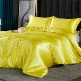 Popxstar High-end Blending Natural Mulberry Silk Bedding Set Luxury Satin Silky Queen Size Duvet Cover Set with Sheets King Size Bed Set