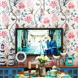 Popxstar Self Adhesive Floral Bird Wallpaper Modern Pink Flower Wallpaper Living Room Bedroom Kitchen Bathroom Wall Paper Home Decoration