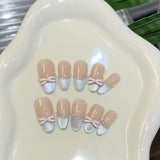 Popxstar  10pcs Golden Cat's Eye Handmade Fake Nail Art Mid-length Oval Nails Tips Finished with Rhinestone Design Press on Fake Nails Set