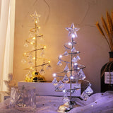 Popxstar  Christmas Decorations Wrought Iron Tree LED Luminous Crystal Christmas Tree Photos on the Table Ornaments Night Light