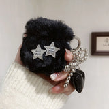 Popxstar  DIY Star Soft Plush Headphone Case For Airpods 1 2 3 Pro Silicone Protective Cover For AirPods Pro 2 With Pearl Love Pendant
