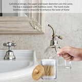 Popxstar 3Pcs Holder Dispenser with Bamboo Lids Clear Acrylic Bathroom Jars with Tray Cotton Swab Storage Dispenser Reusable