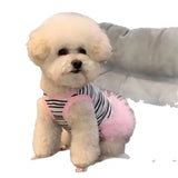 Cute Stripe Puppy Tutu Skirt Airy Mesh Ruffle Hem Sleeveless Dress For XS-XL Tiny Dogs Daily Photo Party Costume