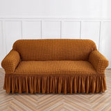 1/2/3/4 Seater Seersucker Sofa Slipcover with Skirt Universal Stretch Sofa Couch Slipcover Easy Fitted Chair Furniture Protector